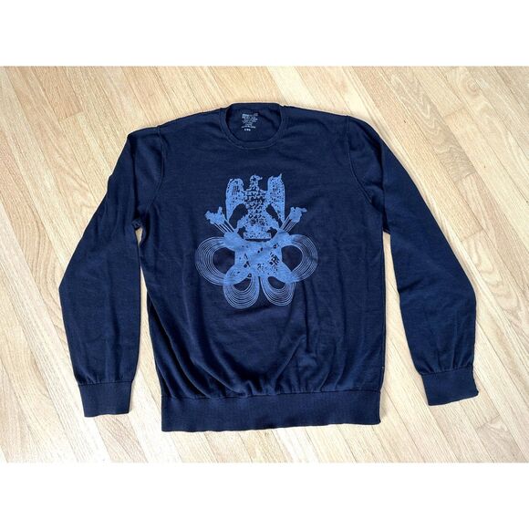 Kenneth Cole Reaction Mens Eagle Emblem Long Sleeve Navy Sweater size Large - Picture 1 of 5